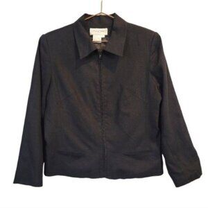 Sandro Linen Blend Light Weight Full Zip Jacket Black